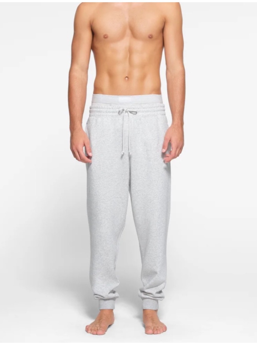 NWT SKIMS MEN’S FLEECE LOUNGE MEN’S TAPERED JOGGERS LIGHT HEATHERED GREY 
SMALL